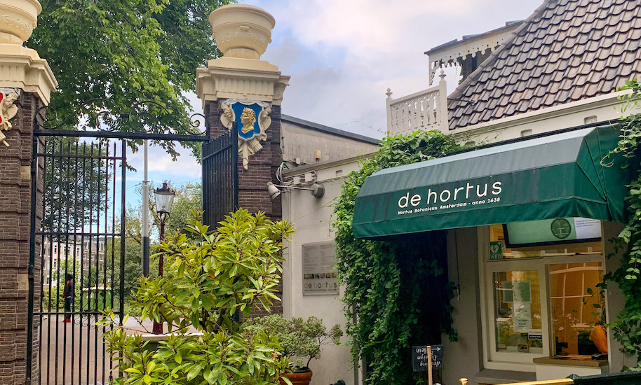Hortus Botanicus Eingang mit grünen Pflanzen