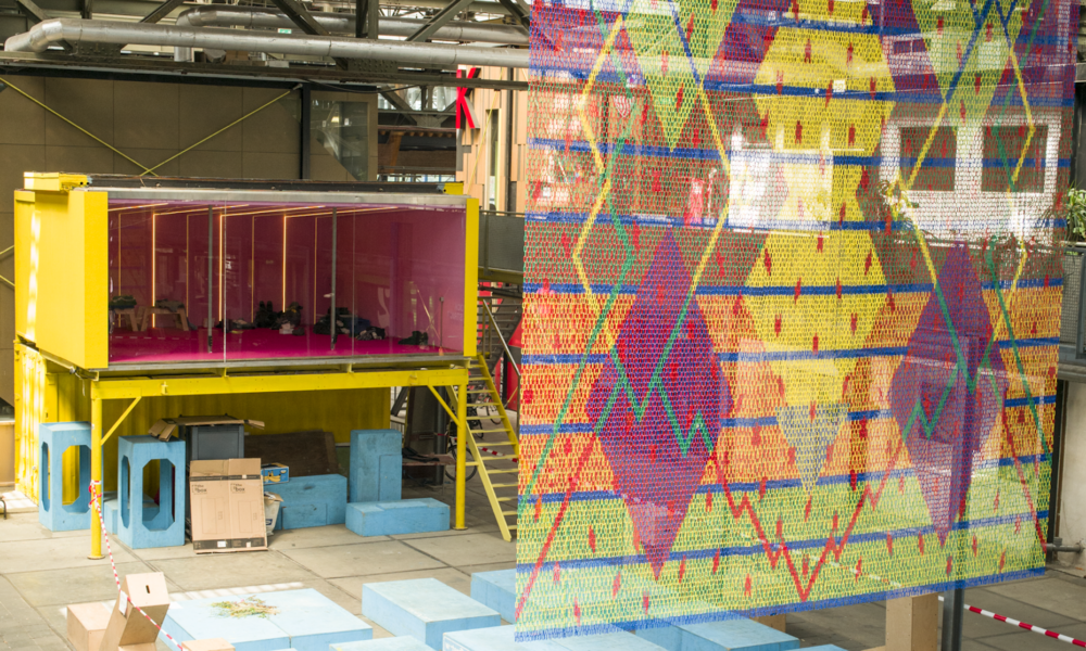 Vibrant street art mural in Amsterdam. Colourful urban artwork.