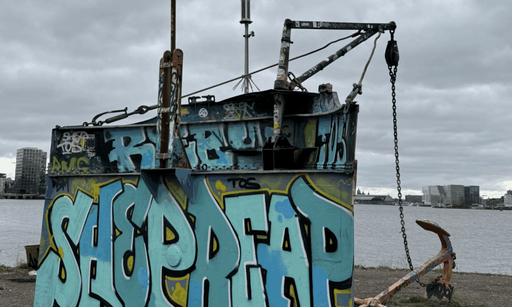 Graffiti artwork on a building. Urban art in Amsterdam.